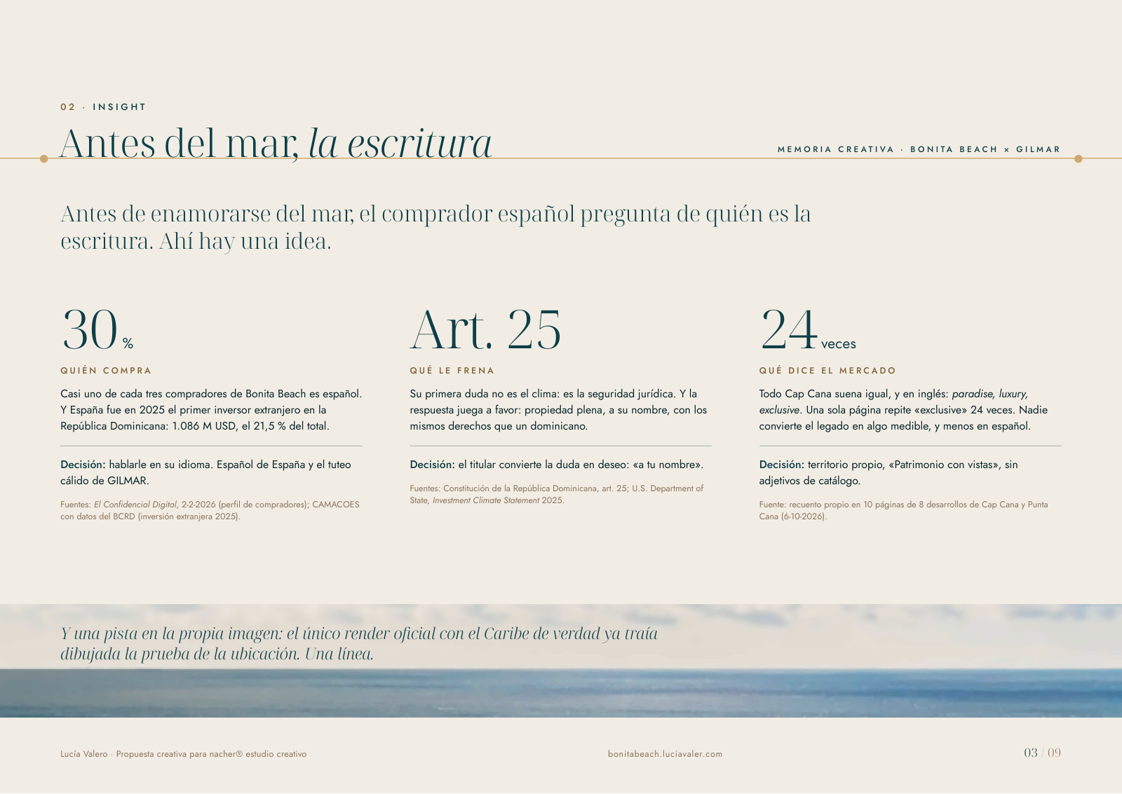 Memoria creativa, página 3: Antes del mar, la escritura