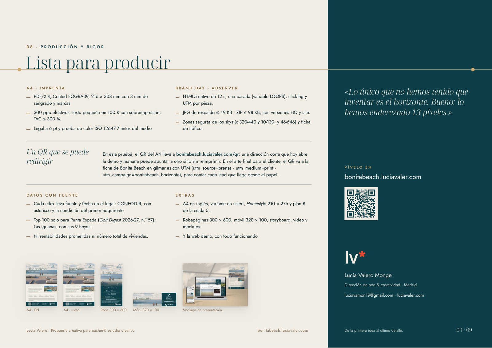 Memoria creativa, página 9: Lista para producir